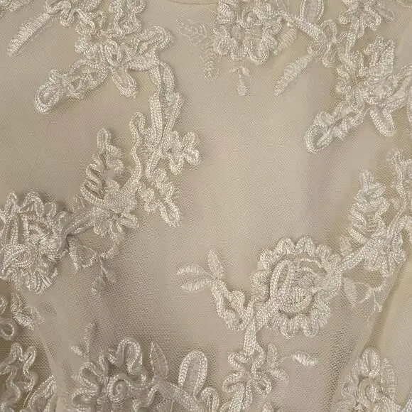 Alice + Olivia Ivory Cream Antique White Fyona Lace Silk Mini Dress Rare Size 2 - Picture 6 of 8